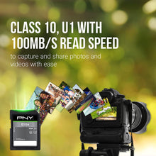 Load image into Gallery viewer, PNY 32GB Elite Class 10 U1 V10 SDHC Flash Memory Card 5-Pack - 100MB/s Read, Class 10, U1 Full HD, UHS-I, Full Size SD

