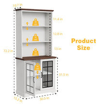 Load image into Gallery viewer, blini 5 Shelf Tall Bookcase with Glass Doors White Bookshelf 31in Wide Display Standing Storage Shelf 72in Tall Wood Book Shelves for Bedroom Living Room Office Library
