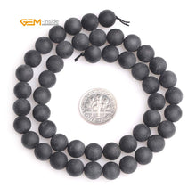 Load image into Gallery viewer, GEM-Inside 8mm Natural Black Tourmaline Gemstone Frosted Matte Rond Spacer Loose Beads for Jewelry Making 15"
