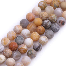 Load image into Gallery viewer, GEM-Inside Natural 8mm Gray Leaf Agate Frosted Matte Unpolished Round Spacer Beads for Jewelry Making Strand 15 inch
