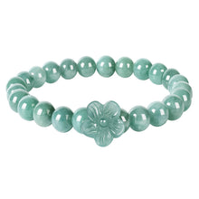 Load image into Gallery viewer, HL1971 Real Jade bracelet for Women, Natural Jadeite Handmade Carved Peach Blossom Stretch Beaded Beads Jade Bangle Jewelry, Feng Shui Prosperity Blue-Green Jades bracelets,for Valentine's,Mother,Christmas (5)

