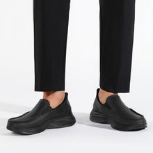 Load image into Gallery viewer, HEEZ Men's Platform Loafers Casual Slip On Shoes Lightweight Comfortable Business Office Walking Shoes Black

