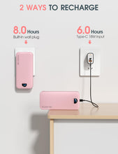 Load image into Gallery viewer, Portable Charger, 20000mAh PD20W Fast Charging Power Bank with Built-in Cables &amp; Wall Plug, External Battery Pack with LED Display, Travel Essentials Battery Bank for iPhone, iPad, Samsung Fairy Pink
