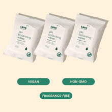 Load image into Gallery viewer, Love Wellness pH Balancing Wipes for Women | Feminine Hygiene for Cleansing with Aloe Vera | Fragrance-Free Intimate Health | Moisturizing, Soothing &amp; Calming for Sensitive Skin | Travel Size | 3-Pack
