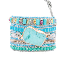 Load image into Gallery viewer, YGLINE Boho Handmade Natural Stone Wrap Bracelets Turquoises Crystal Beads, adjustable
