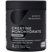 Load image into Gallery viewer, Sports Research® Creatine Monohydrate Powder w/Creapure® - Gain Lean Muscle, Improve Performance, &amp; Support Workout Recovery* - 5g German Creatine · NSF Sport · Easy Mixing - 90 Servings (Unflavored)
