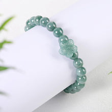 Load image into Gallery viewer, HL1971 Real Jade bracelet for Women, Natural Jadeite Handmade Carved Peach Blossom Stretch Beaded Beads Jade Bangle Jewelry, Feng Shui Prosperity Blue-Green Jades bracelets,for Valentine's,Mother,Christmas (5)
