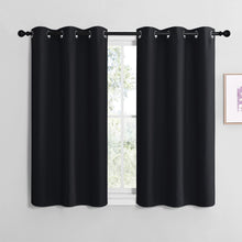 Load image into Gallery viewer, NICETOWN Blackout Curtain Panels for Bedroom, Black, 2 Panels, W29 x L36-inch, Thermal Insulated Grommet Top Blackout Draperies and Drapes for Basement
