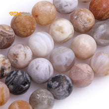 Load image into Gallery viewer, GEM-Inside Natural 8mm Gray Leaf Agate Frosted Matte Unpolished Round Spacer Beads for Jewelry Making Strand 15 inch
