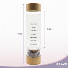 Load image into Gallery viewer, The Brave Soul Crystal Water Bottle, Slim Crystal Water Bottle Tea Infuser, Double Wall Glass for Hot and Cold Drinks. Slim Crystal Water Bottles with Crystals Inside. Eco-friendly &amp; Relaxing Gifts
