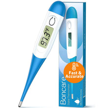 Load image into Gallery viewer, Boncare 10 Seconds Oral Thermometer for Adults and Kids - Accurate &amp; Safe Rectal Thermometer for Baby with Fever Alarm, Digital Thermometer (Light Blue)
