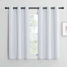 Load image into Gallery viewer, NICETOWN Blackout Curtain Panels for Bedroom, Greyish White, 2 Panels, W29 x L36-inch, Thermal Insulated Grommet Top Blackout Draperies and Drapes for Basement
