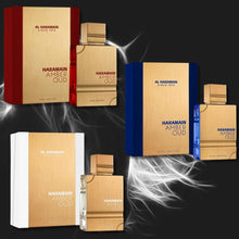 Load image into Gallery viewer, Al Haramain Amber Oud Ruby Edition, Bleu Edition &amp; White Edition EDP - 60ML (2.0 Oz). (Value Pack)
