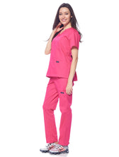 Load image into Gallery viewer, Dagacci Medical Uniform Womens and Mens Scrub Set Unisex Medical Scrub Shirt Top and Pant, Hot Pink, Medium,
