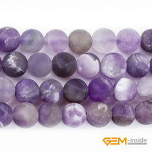 Load image into Gallery viewer, GEM-Inside Amethyst Gemstone Stone Beads Matte Frosted Round Natural 8mm Crystal Energy Stone Power for Jewelry Making 15"
