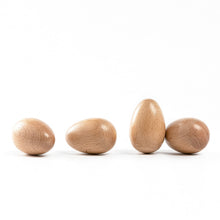 Load image into Gallery viewer, Musfunny Wood Musical Eggs Shakers, 4pcs Egg Maracas Shakers Wooden Hand Percussion Instrument for Musical Education Party Classroom Prizes (Natural Wood)
