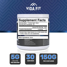 Load image into Gallery viewer, Vida Fit Micronized Creatine Monohydrate Powder 150g Vegan Creatine Pure Creatine for Women &amp; Men No Fillers Unflavored 5000mg/5g Per Serv 30 Servings
