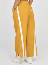 Load image into Gallery viewer, Fisoew Women's Baggy Wide Leg Pants Casual Drawstring Elastic Waisted Contrast Color Workout Y2K Track Pants Yellow
