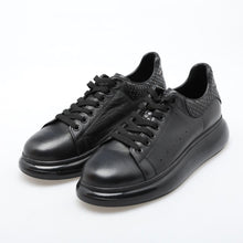 Load image into Gallery viewer, SOLL Queen Air Men's Fashion-Sneakers | Genuine Leather Perforated Oversized Thick Sole High Platform Black
