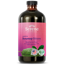 Load image into Gallery viewer, Serene Herbs Soursop Bitters Liquid with Soursop Leaves for Gut Cleanse, Detox &amp; Immune Boost with Black Seed, Moringa, Irish Moss, Ashwaganda, Turmeric, 16 fl oz (16 Fl Oz (Pack of 1), Mixed Berry)
