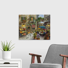 Load image into Gallery viewer, CANVAS ON DEMAND Contentment Canvas Art Print, Italian Grocery and Restaurant Street Scene, European Window View Painting, Mediterranean Home Décor, Italy Artwork, 20"x16"
