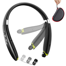 Load image into Gallery viewer, BEARTWO Bluetooth Headphones, Upgraded Foldable Wireless Neckband Headset with Retractable Earbuds, Noise Cancelling Stereo Earphones with Mic for Workout, Running, Driving (with Carry Case)
