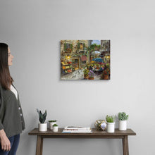 Load image into Gallery viewer, CANVAS ON DEMAND Contentment Canvas Art Print, Italian Grocery and Restaurant Street Scene, European Window View Painting, Mediterranean Home Décor, Italy Artwork, 20"x16"
