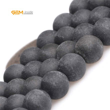 Load image into Gallery viewer, GEM-Inside 8mm Natural Black Tourmaline Gemstone Frosted Matte Rond Spacer Loose Beads for Jewelry Making 15"
