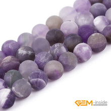 Load image into Gallery viewer, GEM-Inside Amethyst Gemstone Stone Beads Matte Frosted Round Natural 8mm Crystal Energy Stone Power for Jewelry Making 15"
