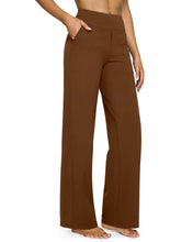 Load image into Gallery viewer, G4Free Loose Pants for Women High Waisted Yoga Dress Pants with Pockets Stretch Wide Leg Sweatpants Business Casual Trouser Pants(Dark Coffee,S,Petite)
