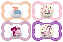 Load image into Gallery viewer, MAM Air Day &amp; Night Baby Pacifier, for Sensitive Skin, Glows in The Dark, 16+ Months, Girl, 4 Count
