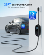 Load image into Gallery viewer, Level 2 EV Charger for Tesla, 40A/9.6kW Ultra-Fast Home Portable EV Charging Station with NEMA 14-50 Plug, 25FT Cable, Adjustable Current &amp;Delay Start Timer, Compatible with Model Y/3/S/X (NACS Port)
