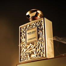 Load image into Gallery viewer, Lonkoom Regal Gold Unisex Perfume for Women Men, Fruity Gourmand Eau De Parfum Spray Long-Lasting Fragrance 3.4 Fl Oz/100ml, Tropical Notes of Orchid Heliotrope Tangerine Vanilla Musk Sandalwood
