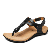 Load image into Gallery viewer, Athlefit Womens Black Orthopedic Arch Support Sandals Casual Summer Walking Adjustable Thong Sandals for Women Size 7.5
