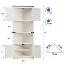 Load image into Gallery viewer, JXQTLINGMU Farmhouse Corner Cabinet, Tall Corner Bathroom Storage Cabinet with Barn Door Design &amp; Adjustable Shelves, for Laundry Room, Living Room, Kitchen,(White)
