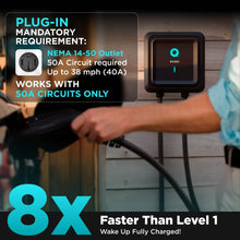 Load image into Gallery viewer, EVIQO Level 2 EV Charger, 40 Amp, J1772 for Non-Tesla EVs, 25ft Cable, WiFi (2.4GHz) Smart App, Weatherproof Indoor/Outdoor (IP66, NEMA 4), UL &amp; ETL Certified, NEMA 14-50 Plug-in 240V
