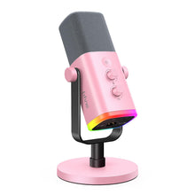 Load image into Gallery viewer, FIFINE XLR/USB Microphone, Gaming Recording PC Microphone with Headphones Jack, Mute Button, Dynamic RGB Mic for Computer, Streaming Mic for Podcasting Voice-Over YouTube Video-AmpliGame AM8 Pink

