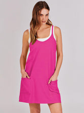Load image into Gallery viewer, ANRABESS Women Athletic Dress Summer Tennis Workout Active Sports Mini Romper Dress Built in Shorts Travel Vacation Clothes Hot Pink Medium
