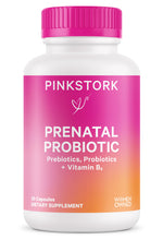 Load image into Gallery viewer, Pink Stork Prenatal Probiotics for Women - Morning Sickness, Gut Microbiome, and Immune Support - Pregnancy Probiotic with Prebiotics and Vitamin B6 - Pregnancy Must Haves, 30 Capsules
