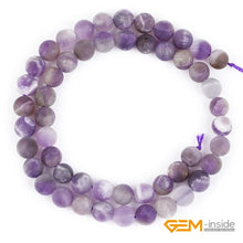 Load image into Gallery viewer, GEM-Inside Amethyst Gemstone Stone Beads Matte Frosted Round Natural 8mm Crystal Energy Stone Power for Jewelry Making 15"
