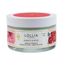 Load image into Gallery viewer, LOLLIA Always in Rose Body Butter, 5.5 oz. - Rose &amp; Hibiscus Fragrance – Shea Butter &amp; Cocoa Butter, Body Lotion for Women, Hydrating &amp; Smooth Body Moisturizer
