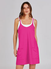 Load image into Gallery viewer, ANRABESS Women Athletic Dress Summer Tennis Workout Active Sports Mini Romper Dress Built in Shorts Travel Vacation Clothes Hot Pink Medium
