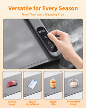 Load image into Gallery viewer, Food Warming Mat, Electric Warming Tray with 6 Level Temperature Settings,6 Hours Timer, Graphene Rapid Heating, Auto Shut-Off, Roll Up Food Warmer for Buffets Party, Countertop,Gatherings
