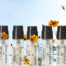 Load image into Gallery viewer, Robert Piguet L'Expérience Piguet Discovery Set | Includes Fracas, Casbah, V, Oud Délice and Notes, 0.08 Fl Oz
