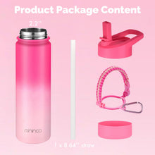 Load image into Gallery viewer, mininoo Insulated Stainless Steel Water Bottle with Straw and Lid for Sports, 24 oz, Sweet Peach
