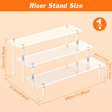 Load image into Gallery viewer, 3 Tier Acrylic Display Risers, Large Perfume Organizer Stand, Clear Cupcake Stand Holder, Display Shelves for Figurines, Dessert Shelf for Party, Risers Display Stand for Decoration (1 Pack)
