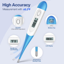 Load image into Gallery viewer, Boncare 10 Seconds Oral Thermometer for Adults and Kids - Accurate &amp; Safe Rectal Thermometer for Baby with Fever Alarm, Digital Thermometer (Light Blue)

