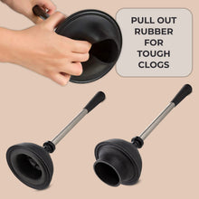Load image into Gallery viewer, UMIEN Toilet Brush and Plunger Set - Stainless Steel Plunger and Toilet Brush Combo with Freestanding Canister - Modern and Sleek Bathroom Cleaning Accessories
