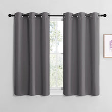 Load image into Gallery viewer, NICETOWN Grey Blackout Curtain Panels for Bedroom, 2 Panels, W29 x L36-inch, Thermal Insulated Grommet Top Blackout Draperies and Drapes for Basement
