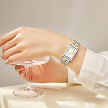 Load image into Gallery viewer, HOLSTOUR Watches for Women Vintage Bracelet White Roman Dial Rectangular Case Gold Silver Watch Waterproof with Tools
